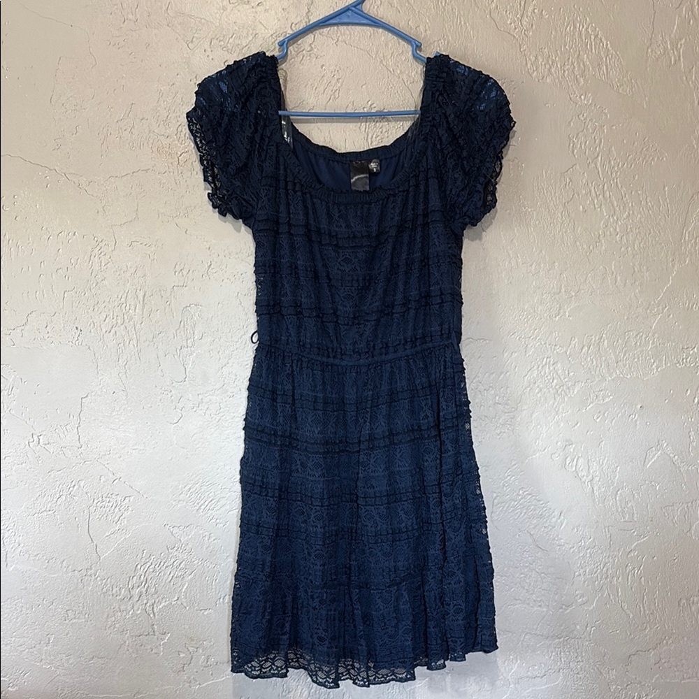 Elegant Navy Lace Dress